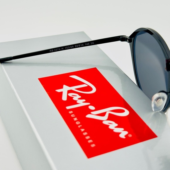 Ray-Ban Blaze Round Sunglasses RB3574N Matte Black Frame Dark Gray Lenses UNISEX - Picture 9 of 11